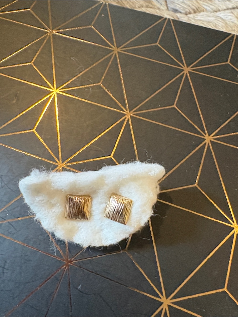 Gold Textured Square Stud Earrings - Women Accessories